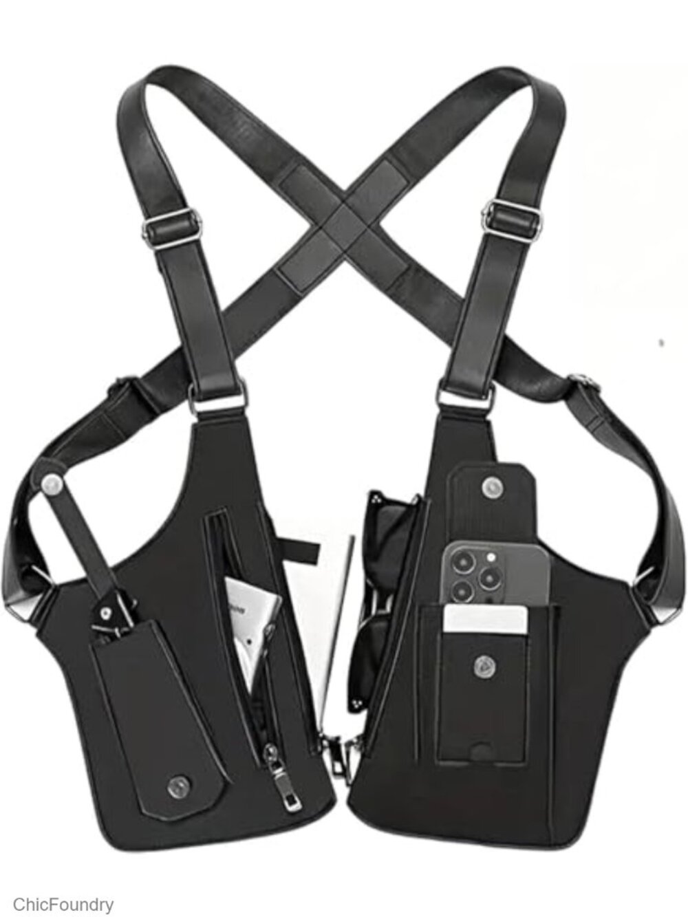 Tactical Double Shoulder Armpit Bag, Anti-Pickpocket Hidden Strap Wallet, Slim